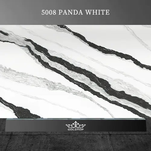 Calacatta Grey Panda White Quartz Black stripe Honed 5008