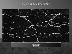 Calacatta Nero Black Quartz Countertops With White Veins