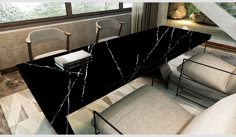 Calacatta Black Artwork Quartz White Texture Decorative Stone 5074