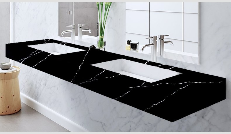 Calacatta Black Artwork Quartz White Texture Decorative Stone 5074