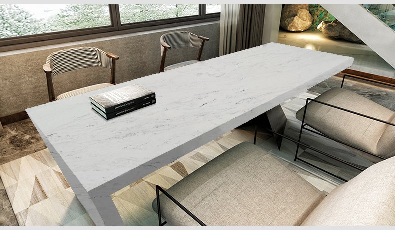  5022 Sphere Calacatta Series Quartz White countertop with gray stripes 