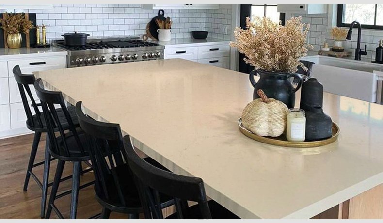 Beige Trace Royal Quartz Slab Countertops Manufacturer 4048