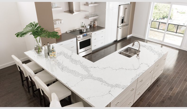 5069 Calacatta Novel  Super Jumbo Quartz Countertop Slabs 