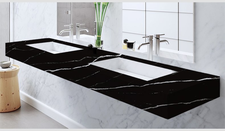 5064 Calacatta Black Quartz Gold Silica 