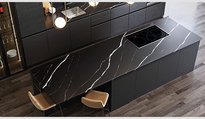 5064 Calacatta Black Quartz Gold Silica 