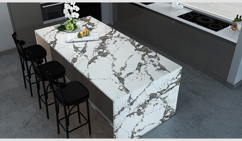 5076  Calacatta Pandora Quartz Neka granite Caesarstone rugged 