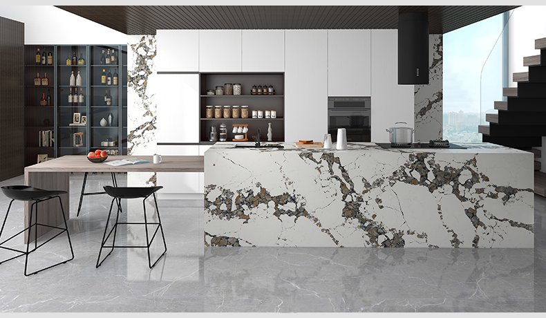 5076  Calacatta Pandora Quartz Neka granite Caesarstone rugged 