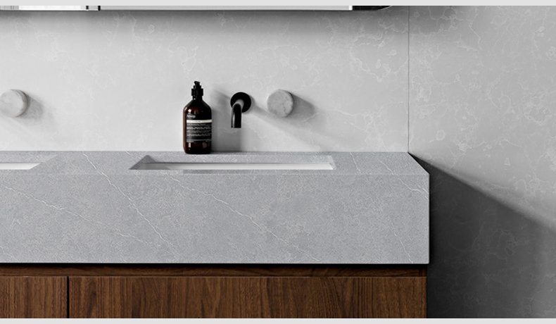 6012 Angle Ash Rugged Concrete Quartz White Cherry Cabinets 