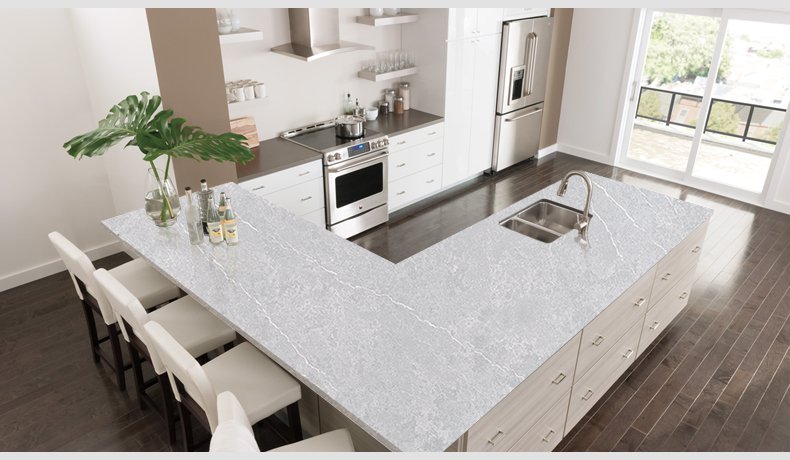 6012 Angle Ash Rugged Concrete Quartz White Cherry Cabinets 